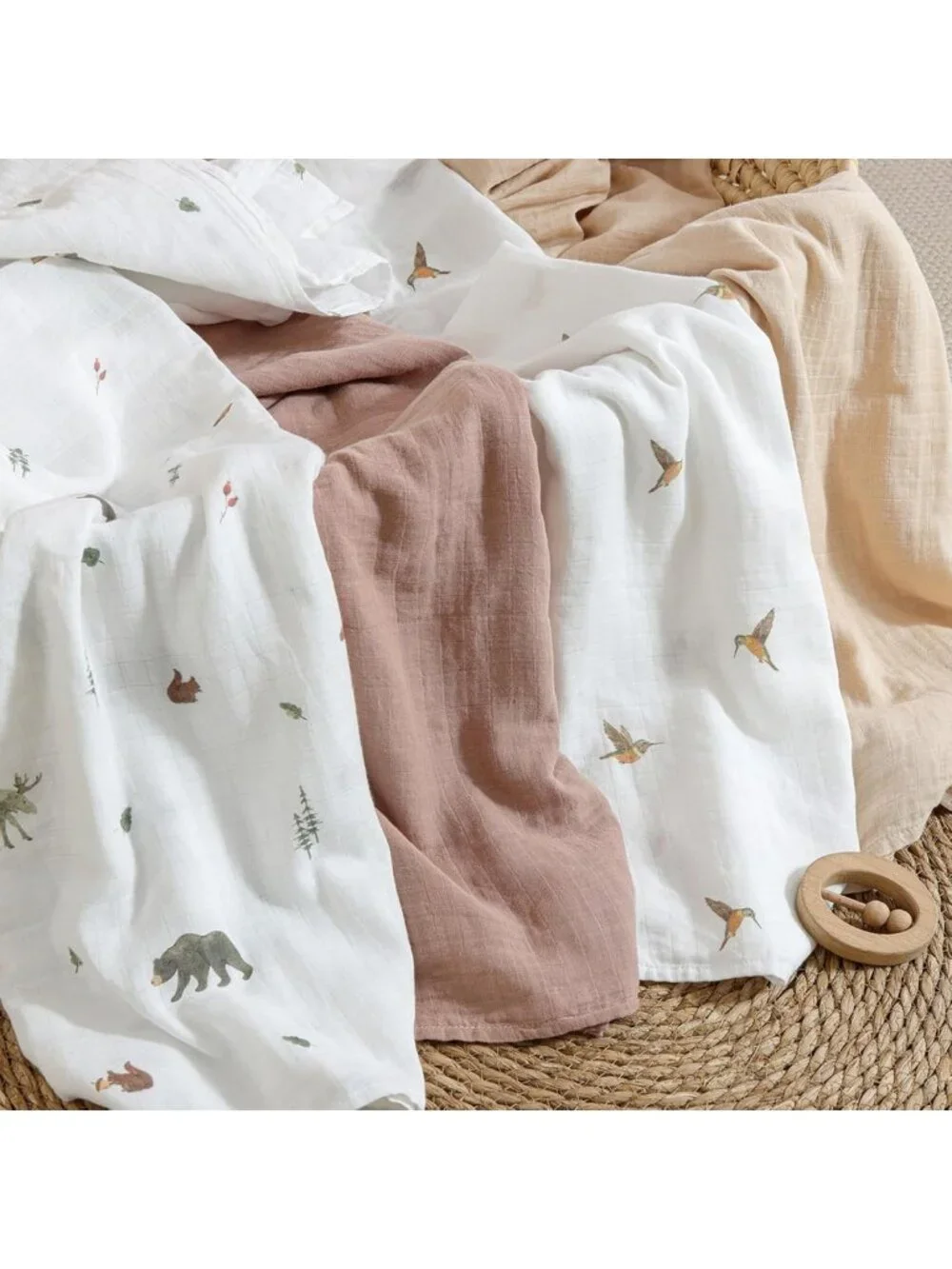Soft Muslin Swaddle Blankets for Newborns, 4 Pack, Large 47x47